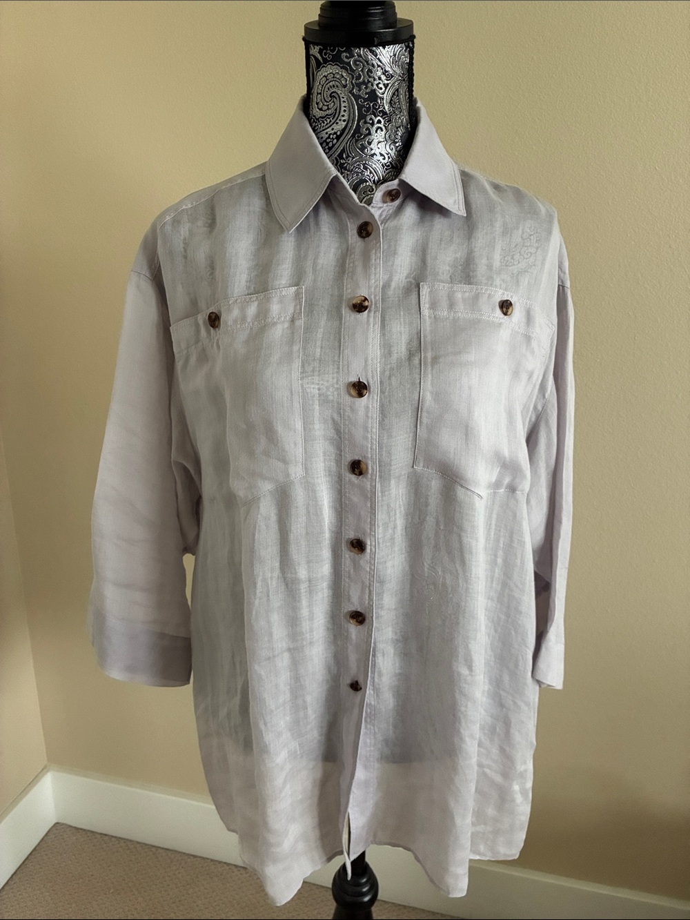 Lafayette 148 New York Lavender Button-Down Blouse Size XS/S